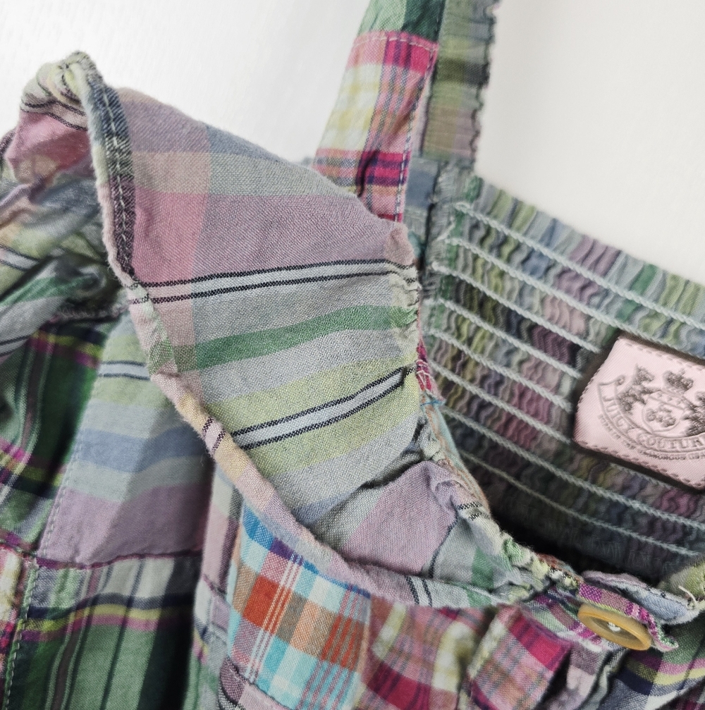 Juicy Couture Green Patchwork Plaid Drawstring Sl… - image 6